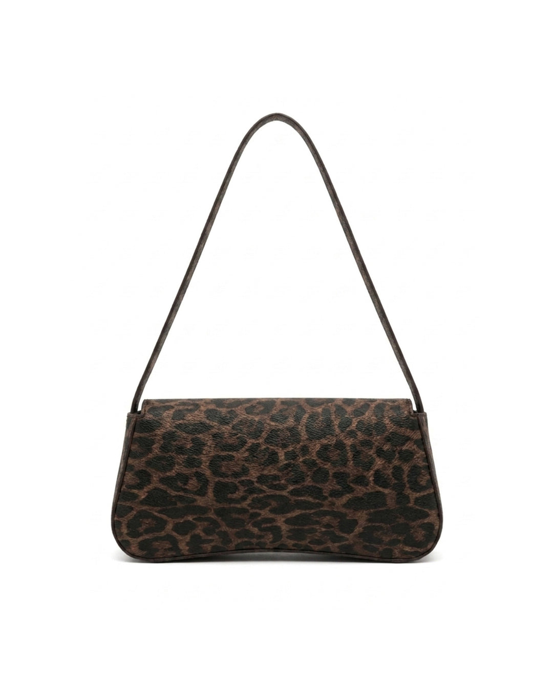 Vintage Leopard Print Baguette Shoulder Bag With Gold Turn Lock