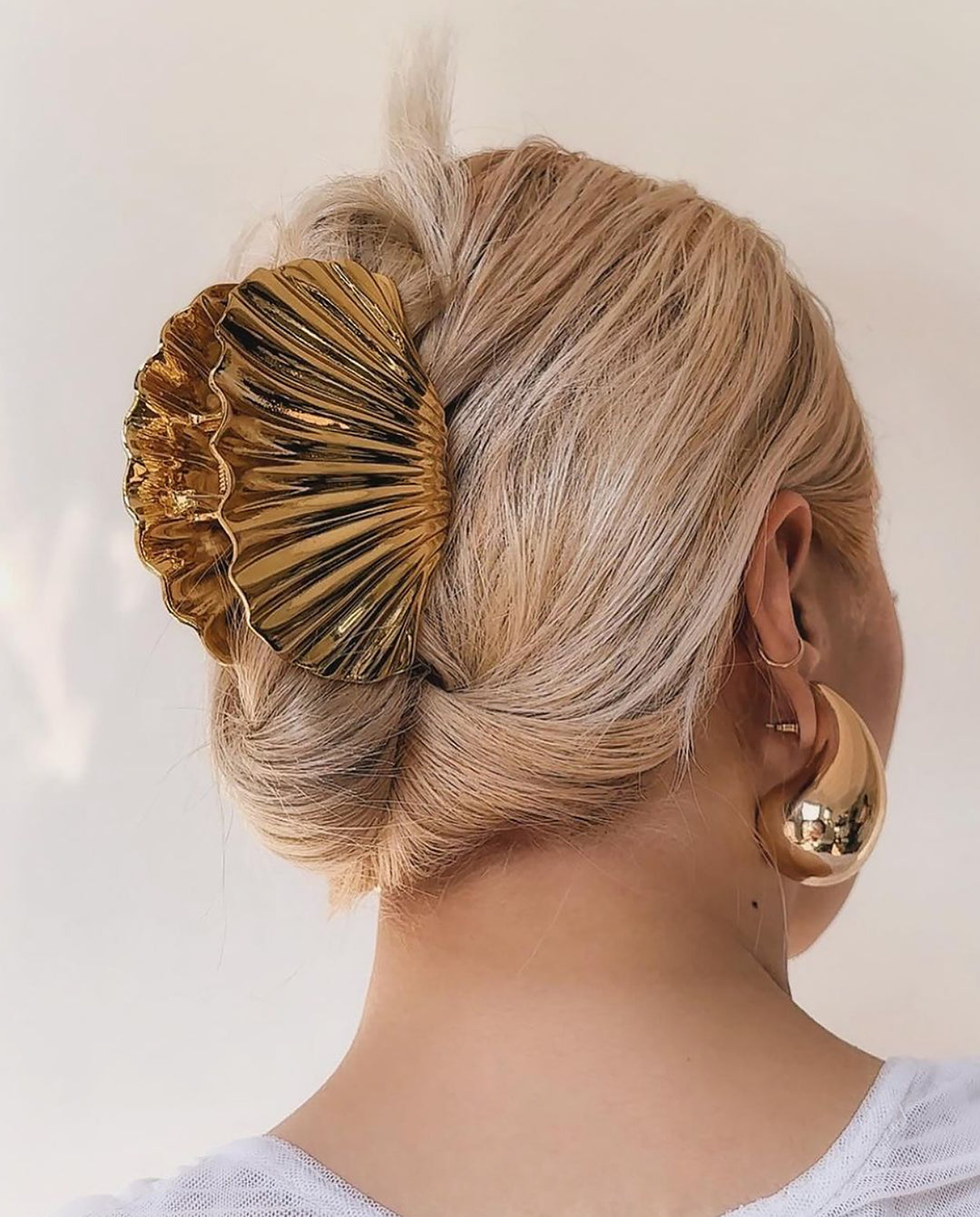 2 Pieces Gold Pleated Fan Shape Hair Claw Clip Set