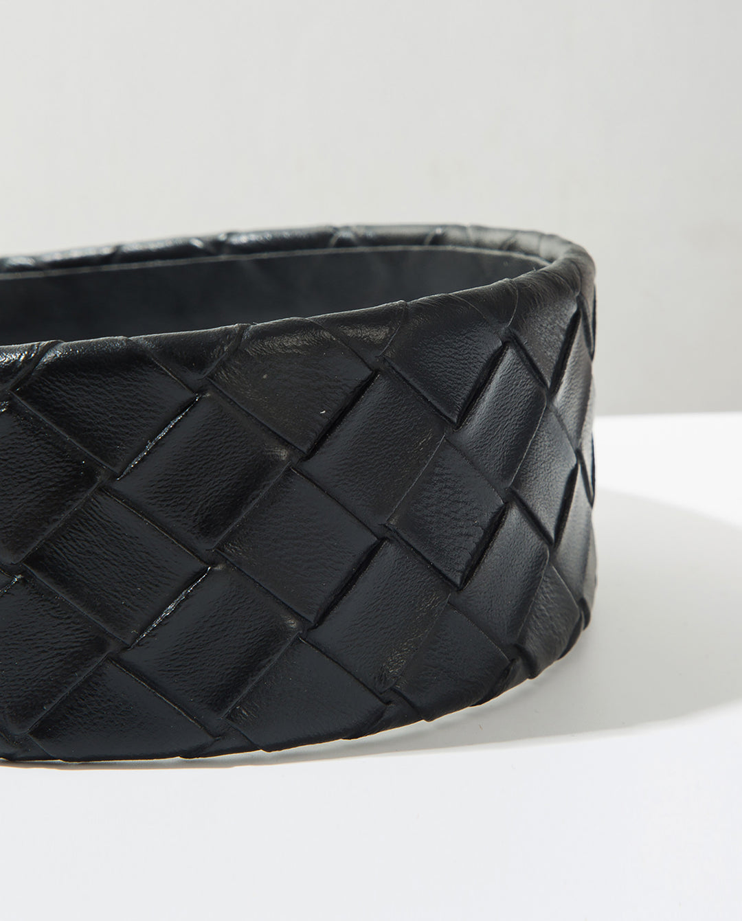 Wide Faux Leather Woven Padded Headband