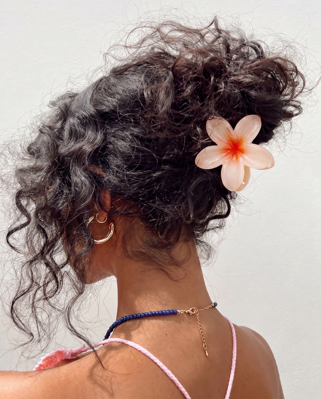 6 Pack Gradient Plumeria Flower Hair Claw Clips Multicolor Set