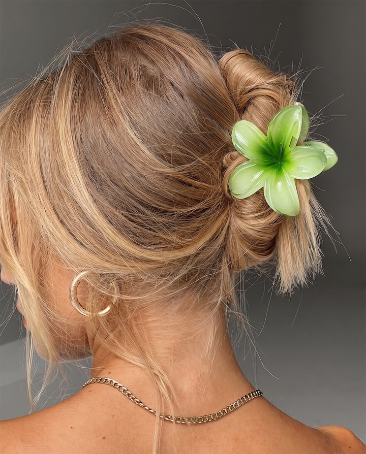 6 Pack Gradient Plumeria Flower Hair Claw Clips Multicolor Set