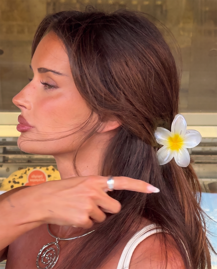 6 Pack Gradient Plumeria Flower Hair Claw Clips Multicolor Set