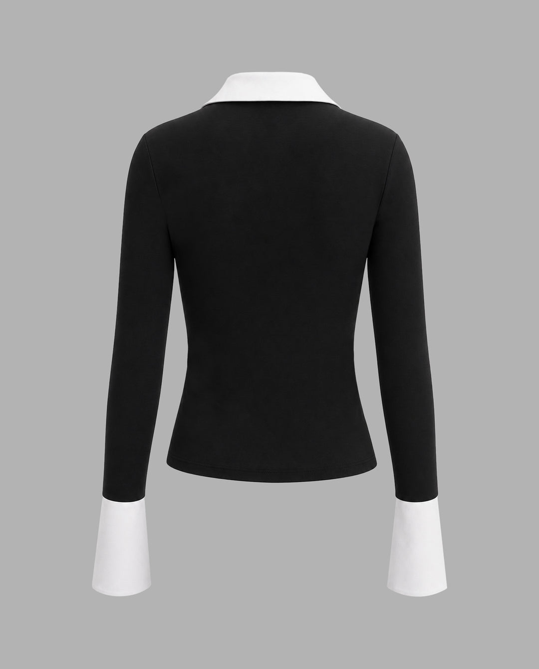 SOLACEContrast Color Detail Long Sleeve Slim Fit Top