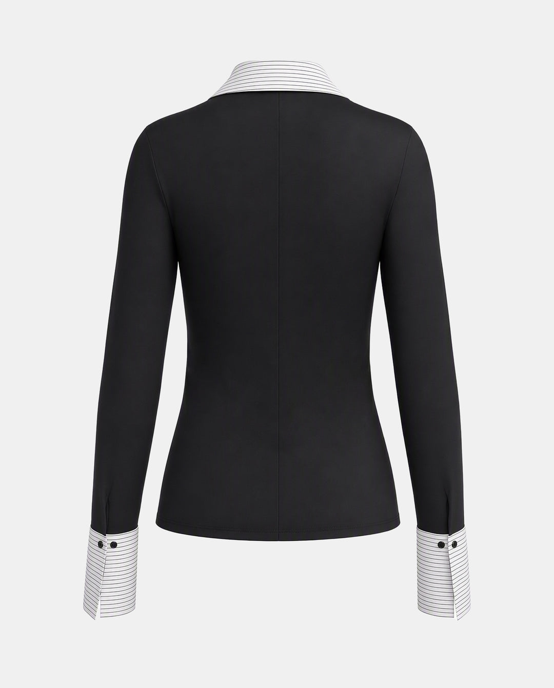 SOLACEWhite Black Stripe Patchwork Collar T-Shirt