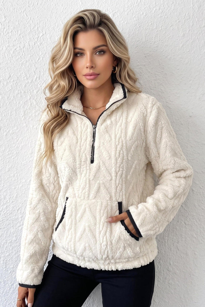 Fuzzy Sherpa Half Zip Pullover Sweatshirt