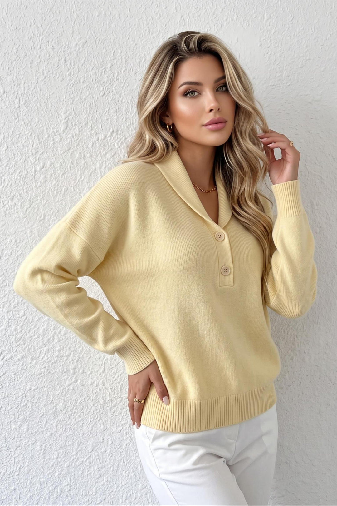 Button Knit Pullover Sweater