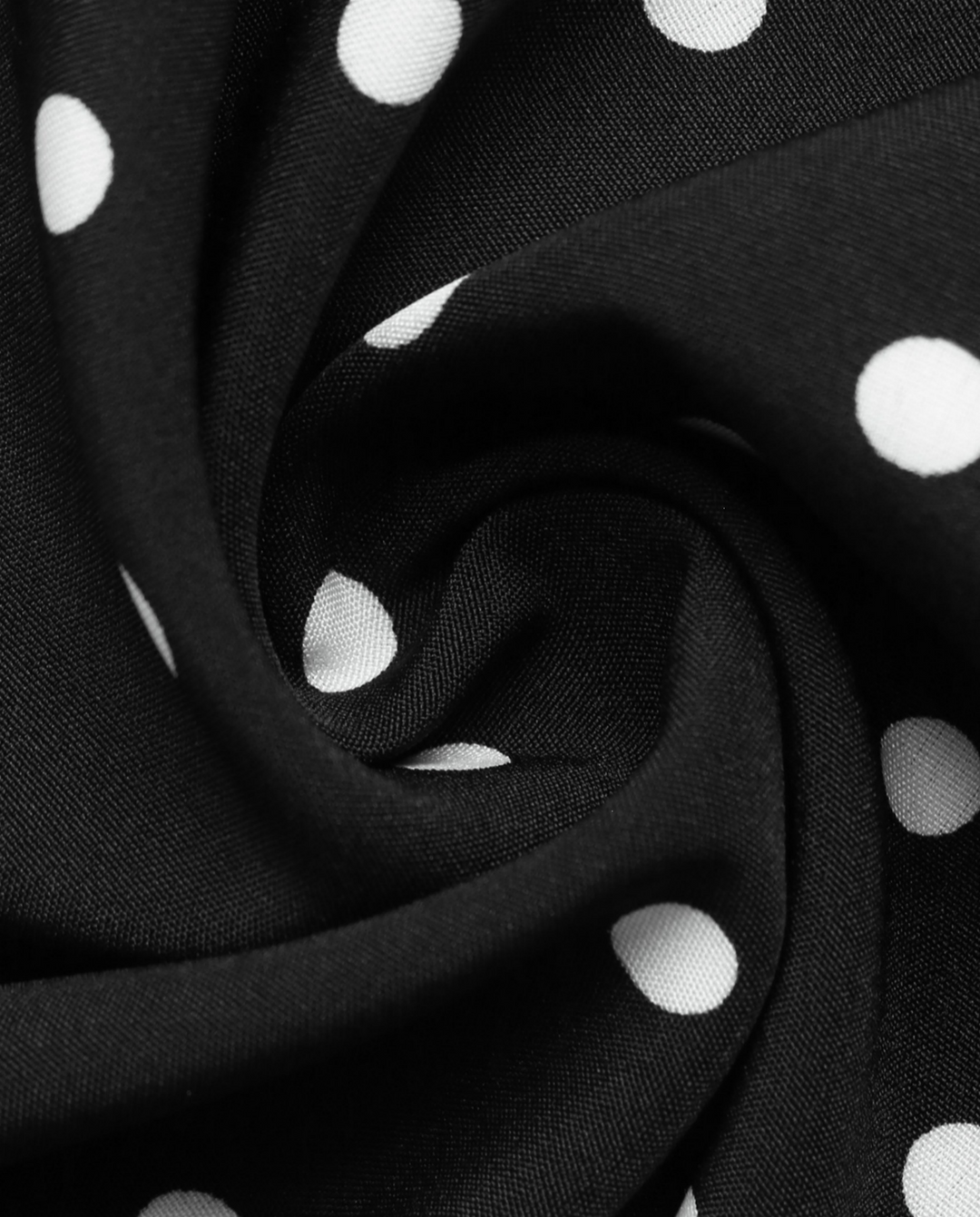 Vintage Polka Dot Contrast Cuff Long Sleeve Dress