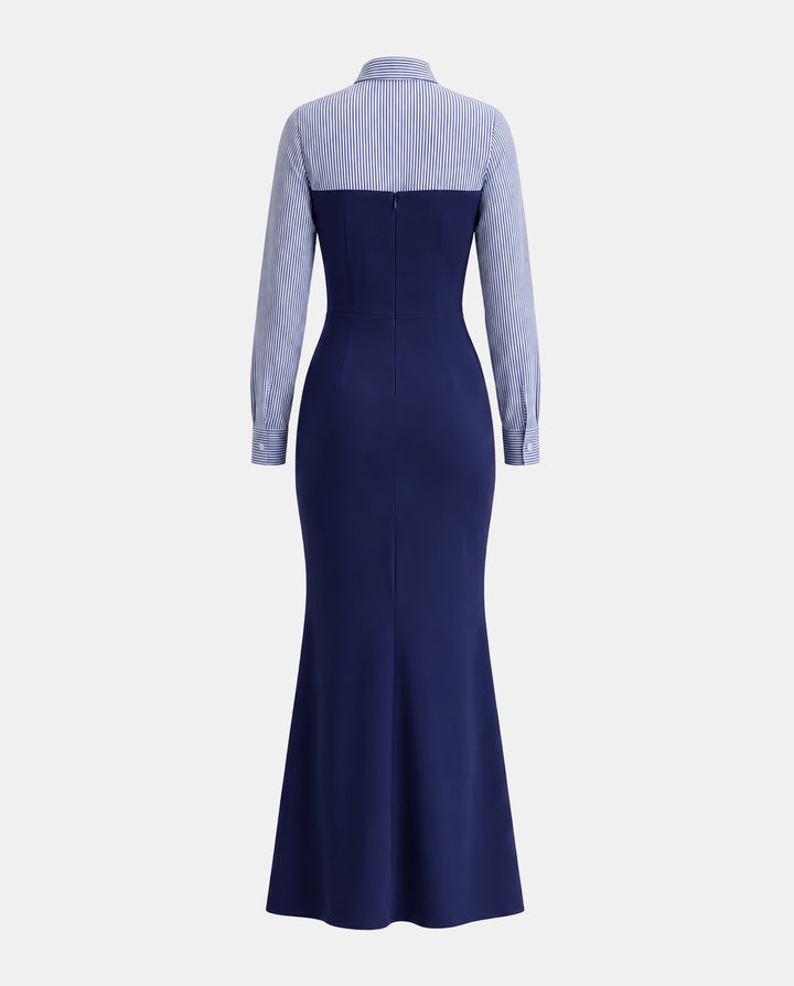 SOLACEColor Block Bodycon Long Sleeve Maxi Dress