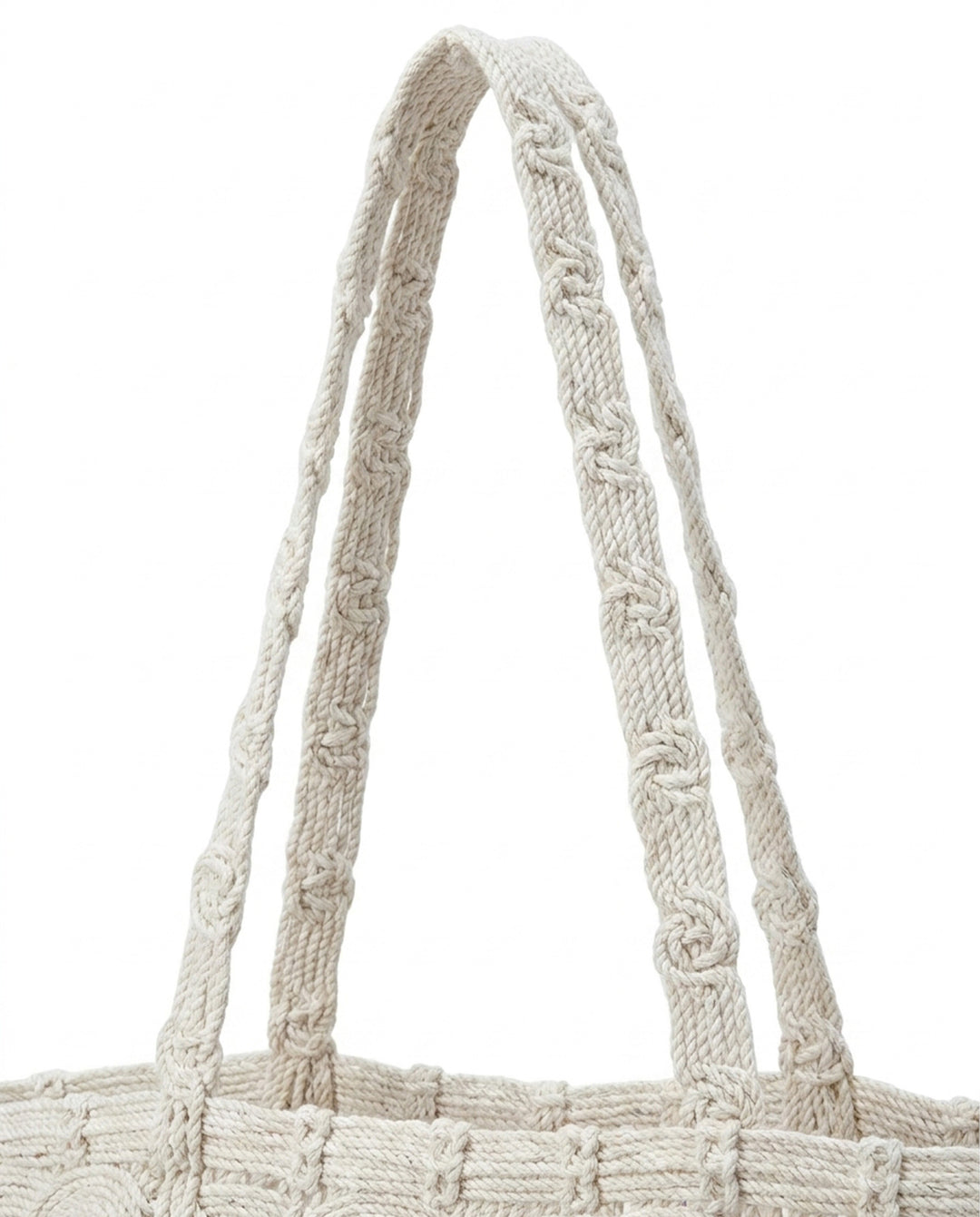 Off White Hollow Crochet Woven Tote Bag Bohemian Beach Shoulder Handbag