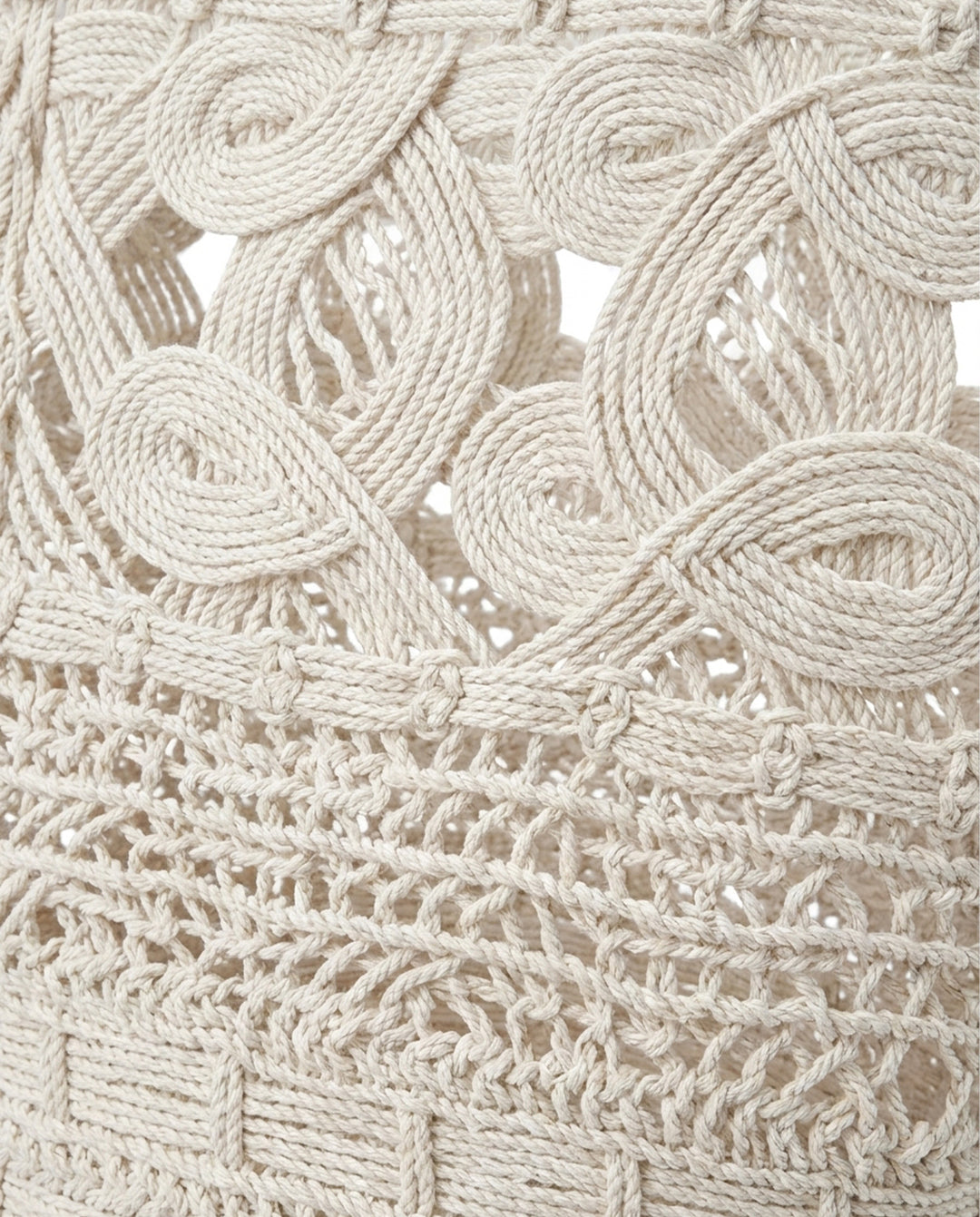 Off White Hollow Crochet Woven Tote Bag Bohemian Beach Shoulder Handbag