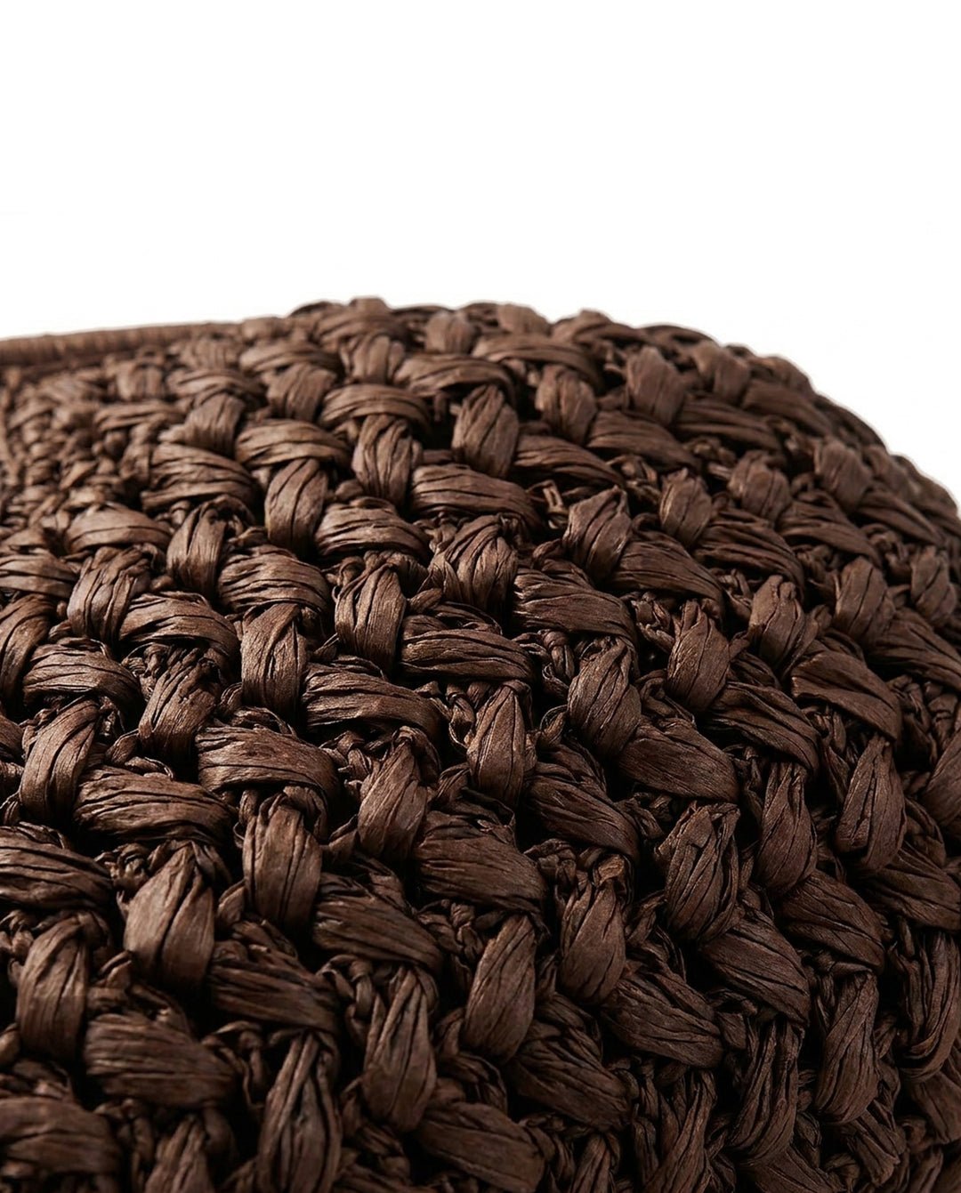 Dark Brown Thick Woven Straw Top Handle Clutch Bag Retro Hollow Handheld Purse