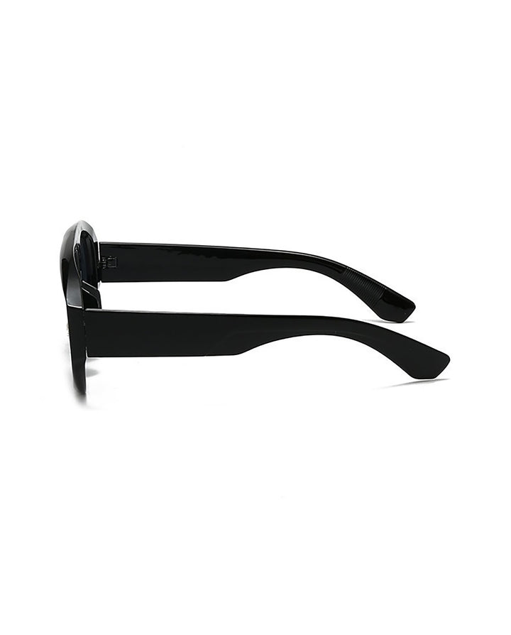 Solid Black Pilot Shield Sunglasses Dark Grey Lens