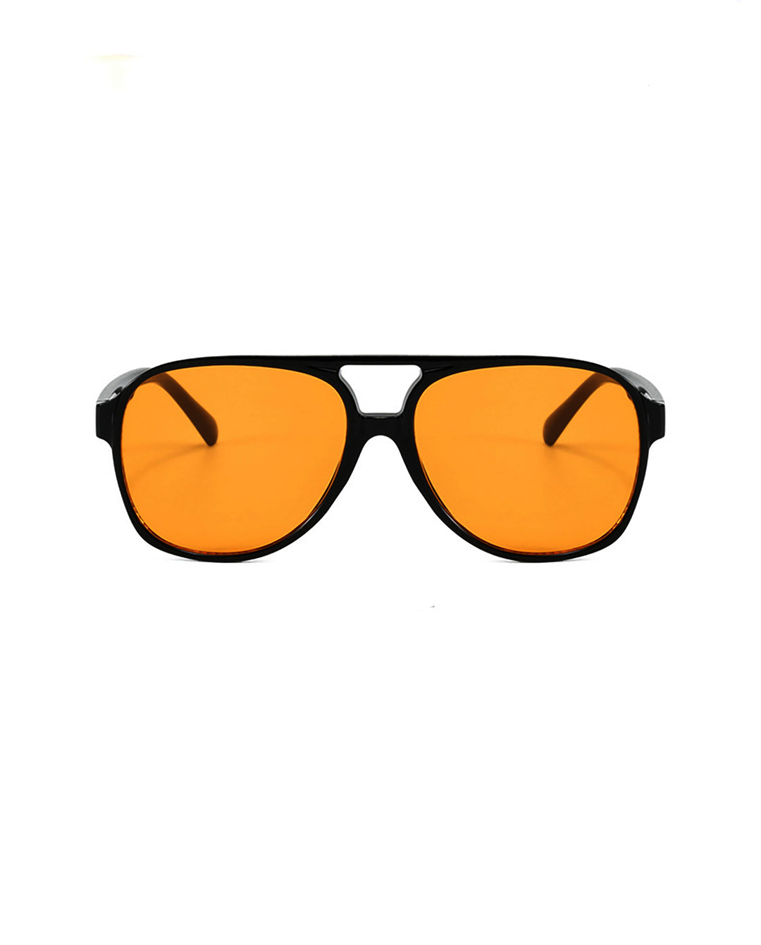Black Frame Orange Lens Double Bridge Pilot Sunglasses
