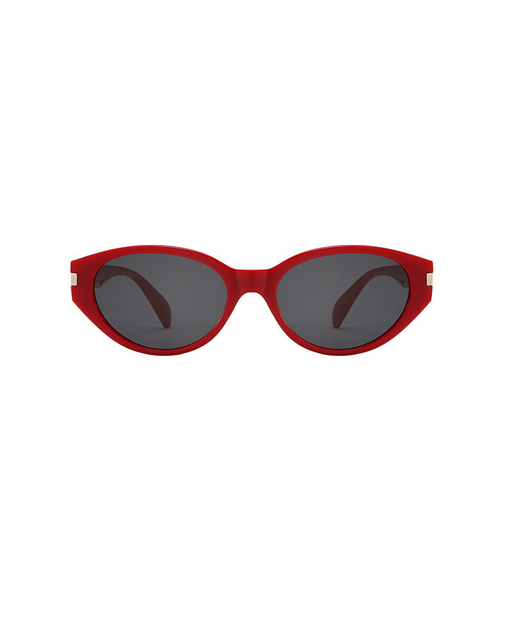 Two Tone Option Retro Oval Cat Eye Sunglasses with Metal Decor