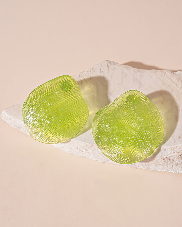 Transparent Textured Irregular Square Resin Stud Earrings