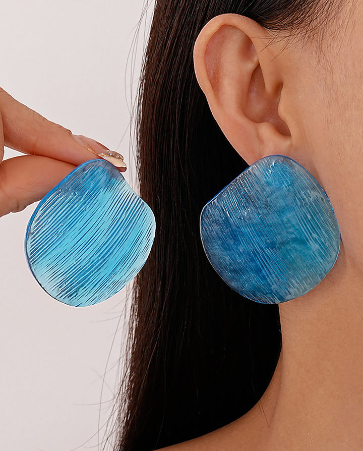 Transparent Textured Irregular Square Resin Stud Earrings