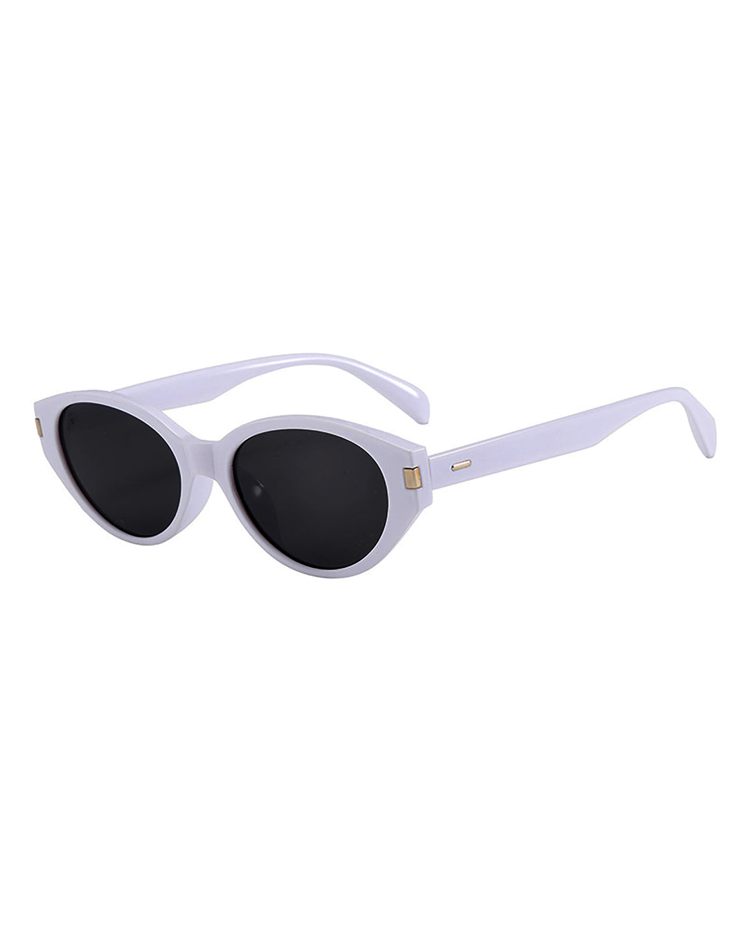 Two Tone Option Retro Oval Cat Eye Sunglasses with Metal Decor