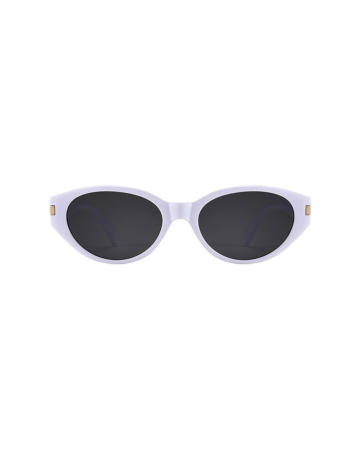 Two Tone Option Retro Oval Cat Eye Sunglasses with Metal Decor