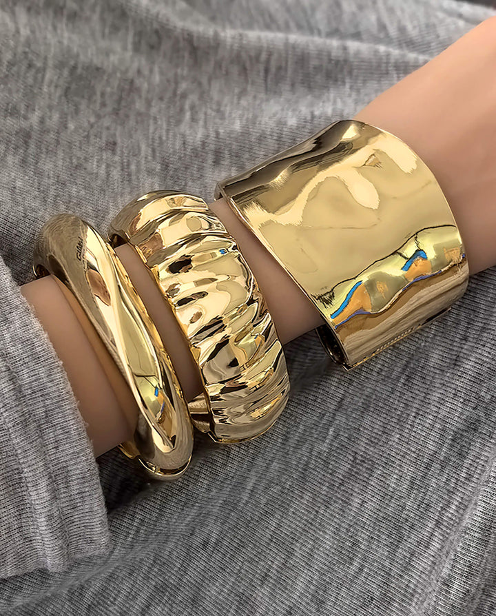 Boho Geometric Metal Exaggerated Wide Bangle Bracelet