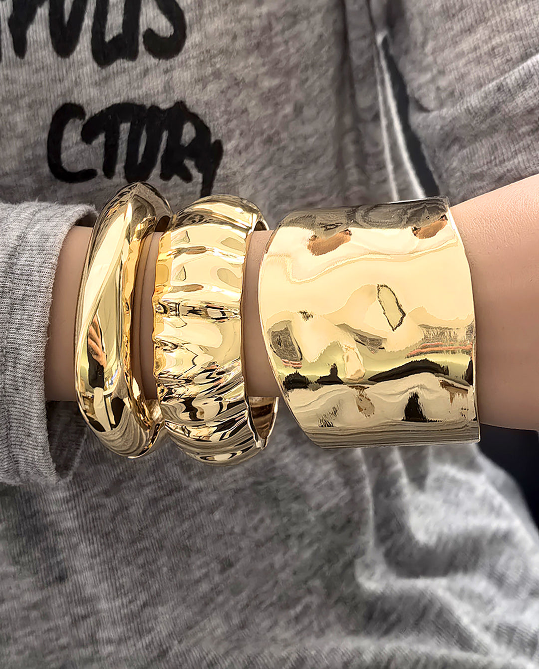 Boho Geometric Metal Exaggerated Wide Bangle Bracelet