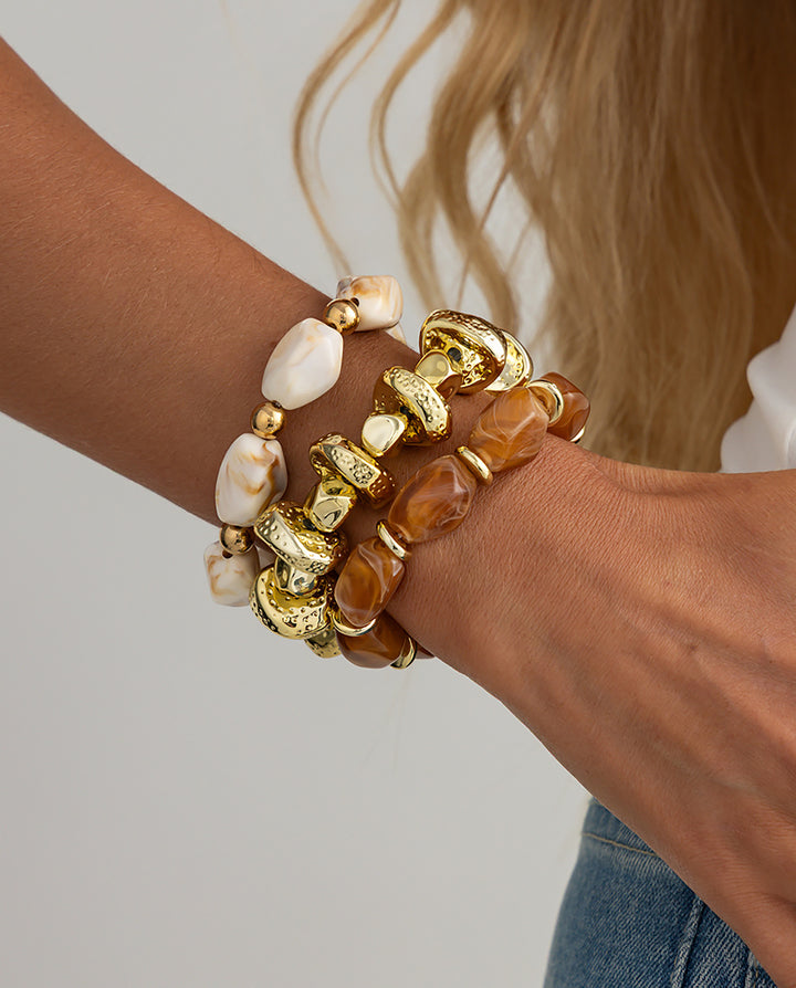 3pcs/Set Thick Chunky Acrylic Beaded Multilayer Bracelet