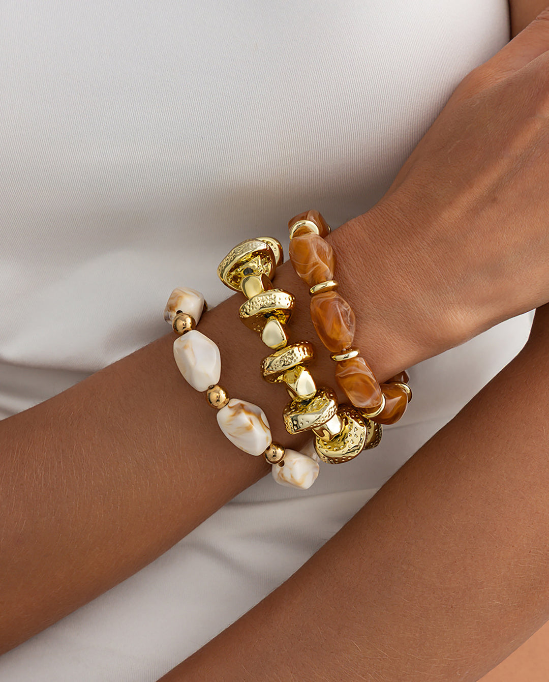 3pcs/Set Thick Chunky Acrylic Beaded Multilayer Bracelet