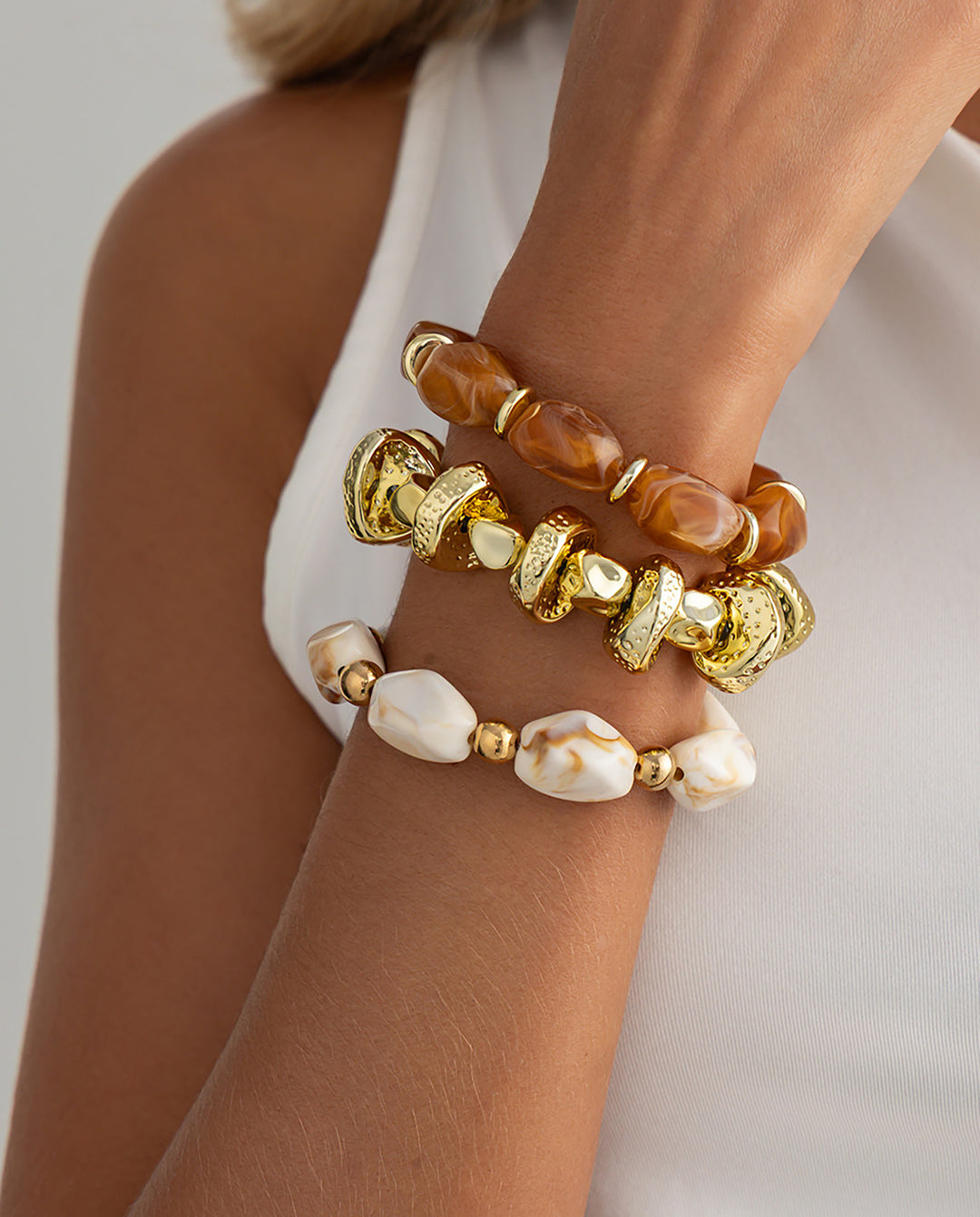 3pcs/Set Thick Chunky Acrylic Beaded Multilayer Bracelet