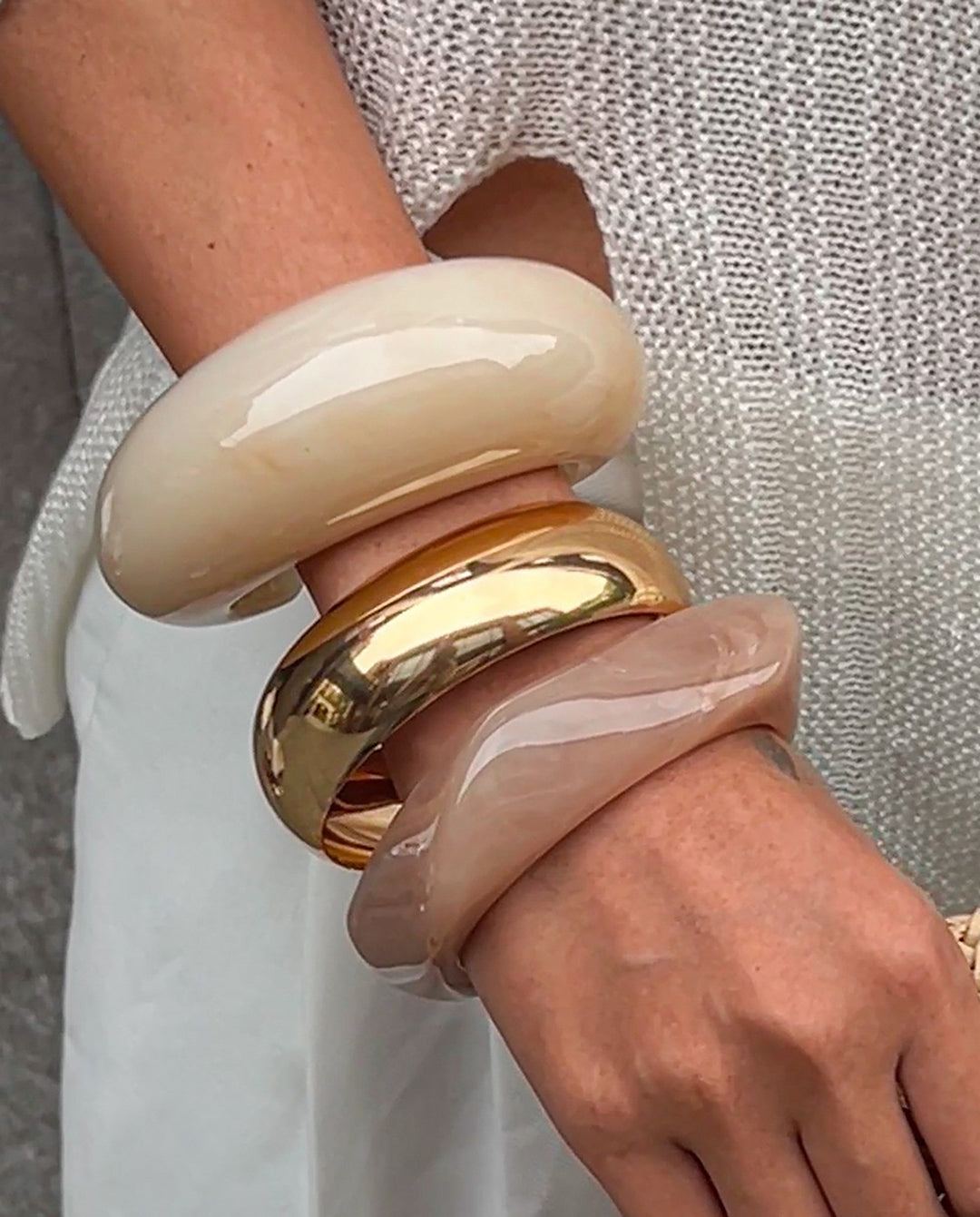 3pcs/Set Vintage Resin Irregular Bangle Bracelet