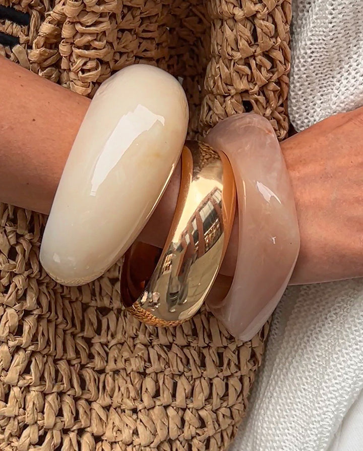 3pcs/Set Vintage Resin Irregular Bangle Bracelet