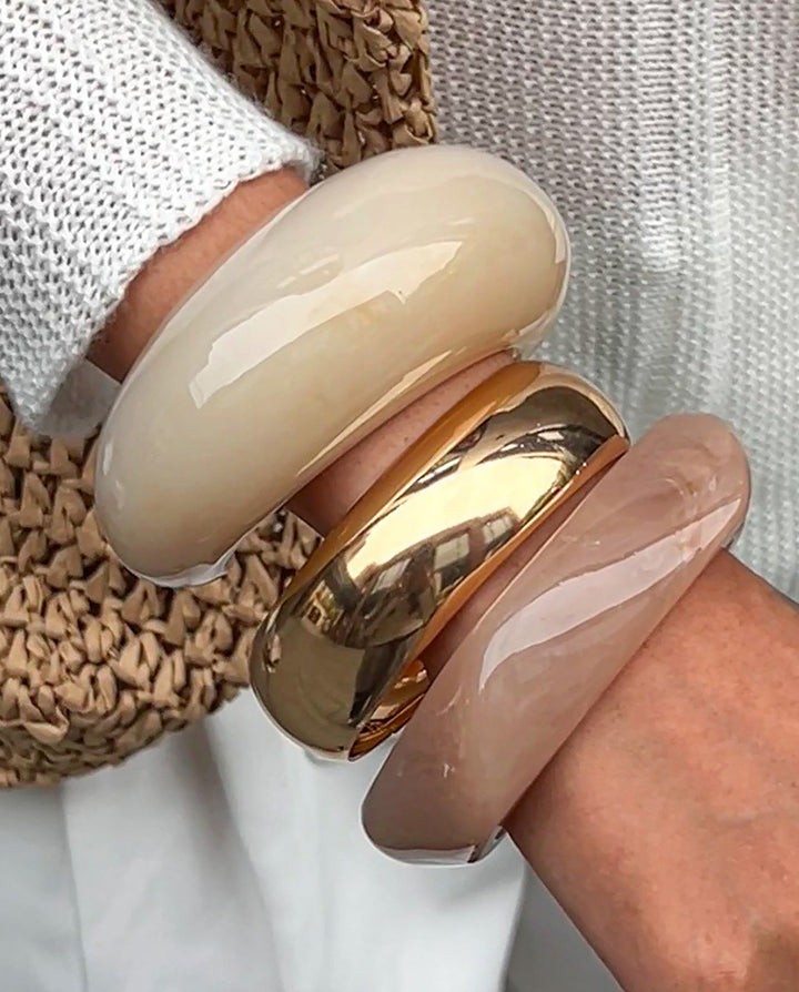 3pcs/Set Vintage Resin Irregular Bangle Bracelet