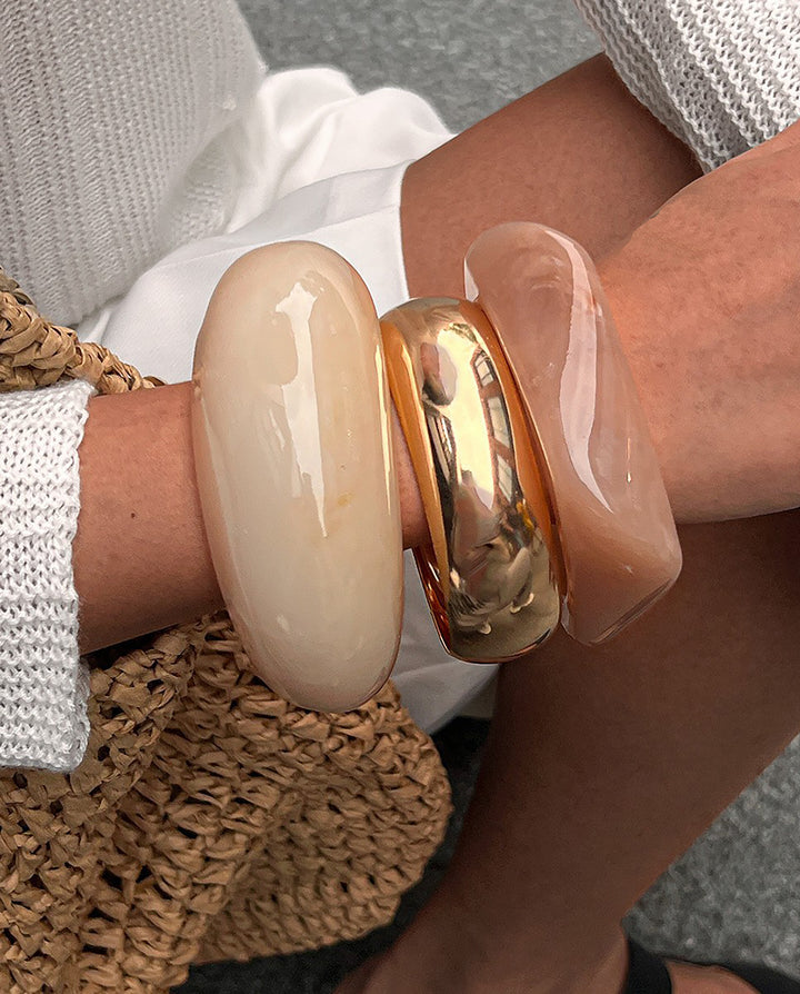 3pcs/Set Vintage Resin Irregular Bangle Bracelet