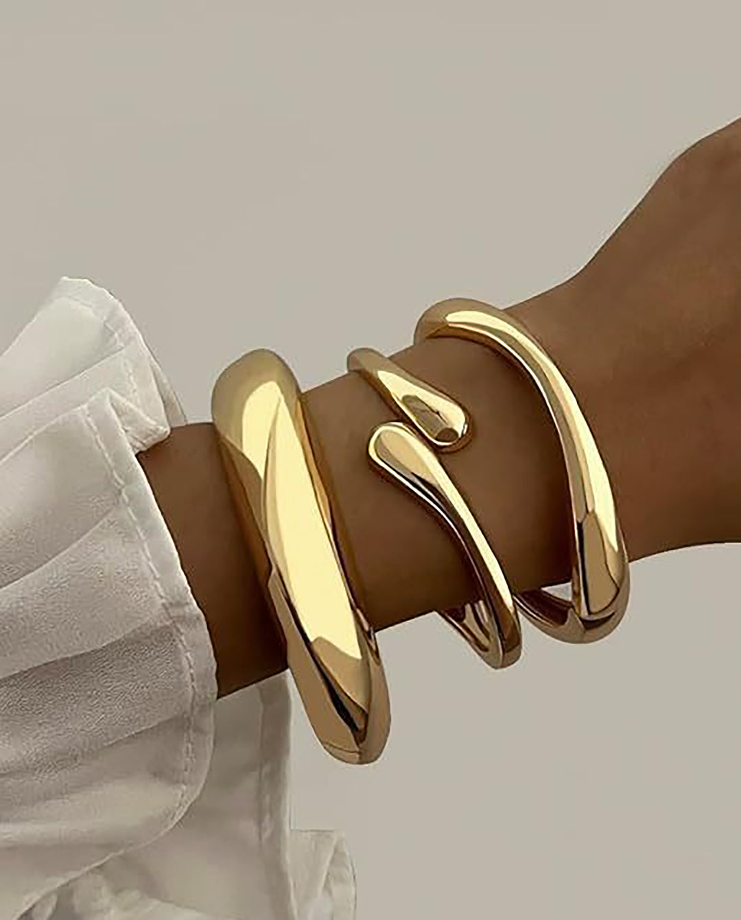 3pcs/Set Chunky Metal Bangle Bracelets