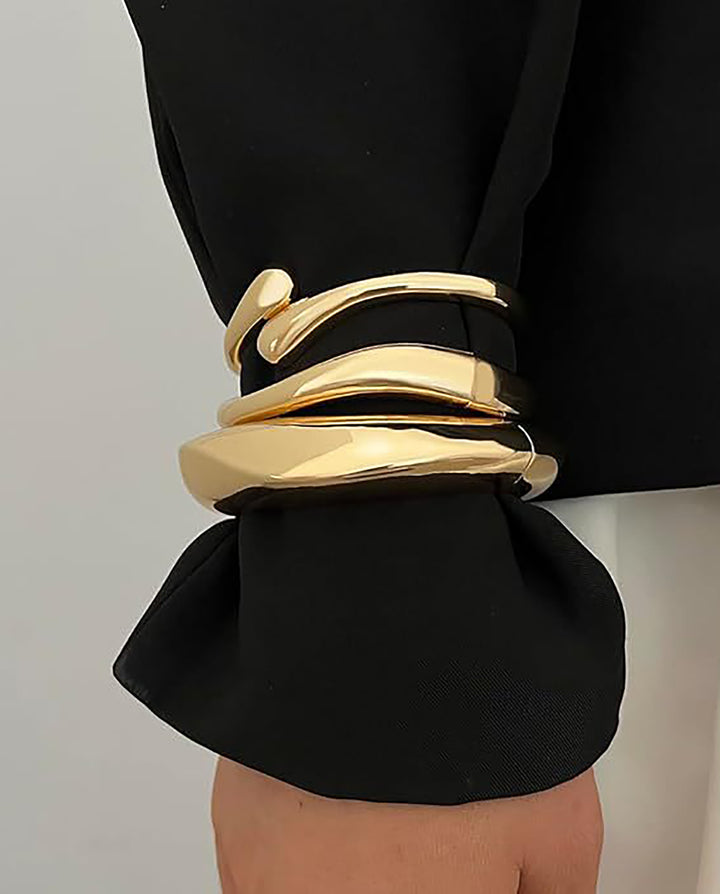 3pcs/Set Chunky Metal Bangle Bracelets