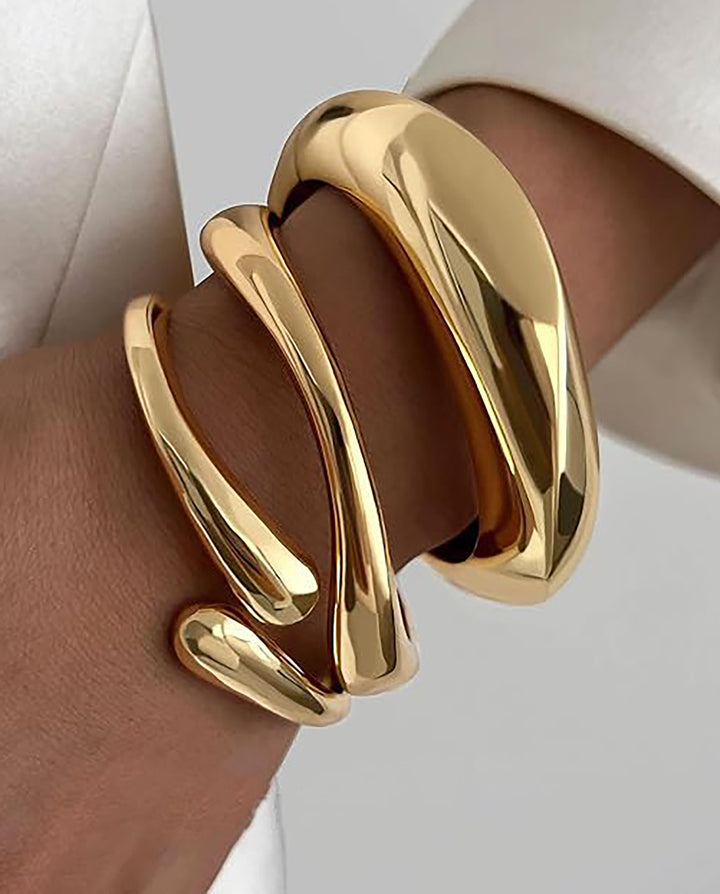 3pcs/Set Chunky Metal Bangle Bracelets