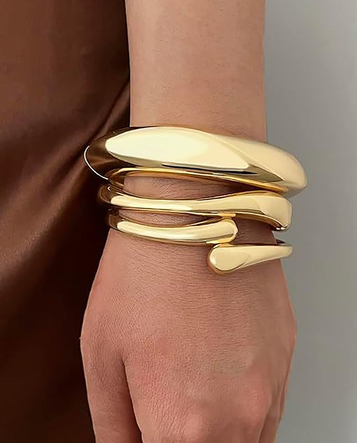 3pcs/Set Chunky Metal Bangle Bracelets