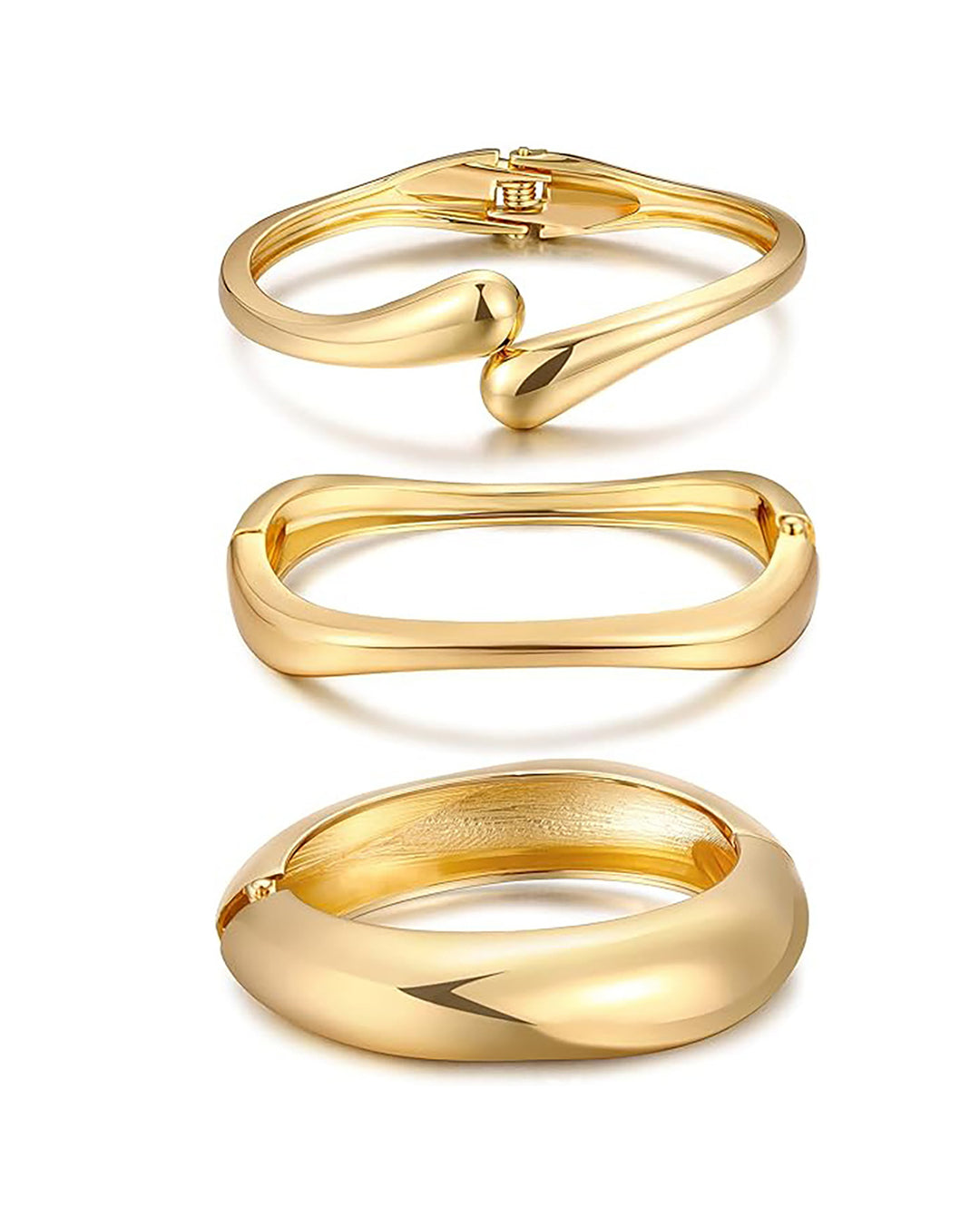 3pcs/Set Chunky Metal Bangle Bracelets