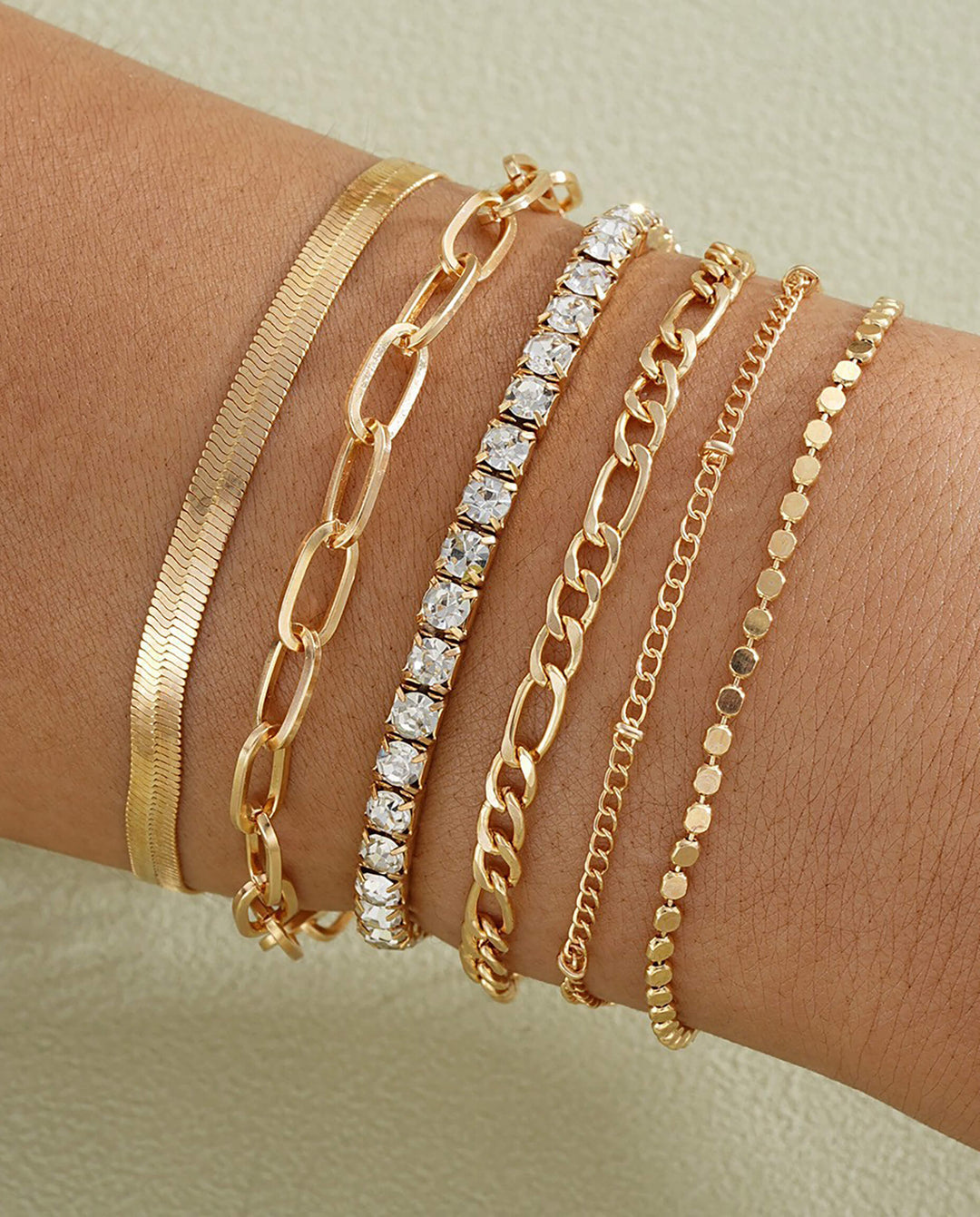 6pcs/Set Elegant Stackable Chain Tennis Bracelet Set