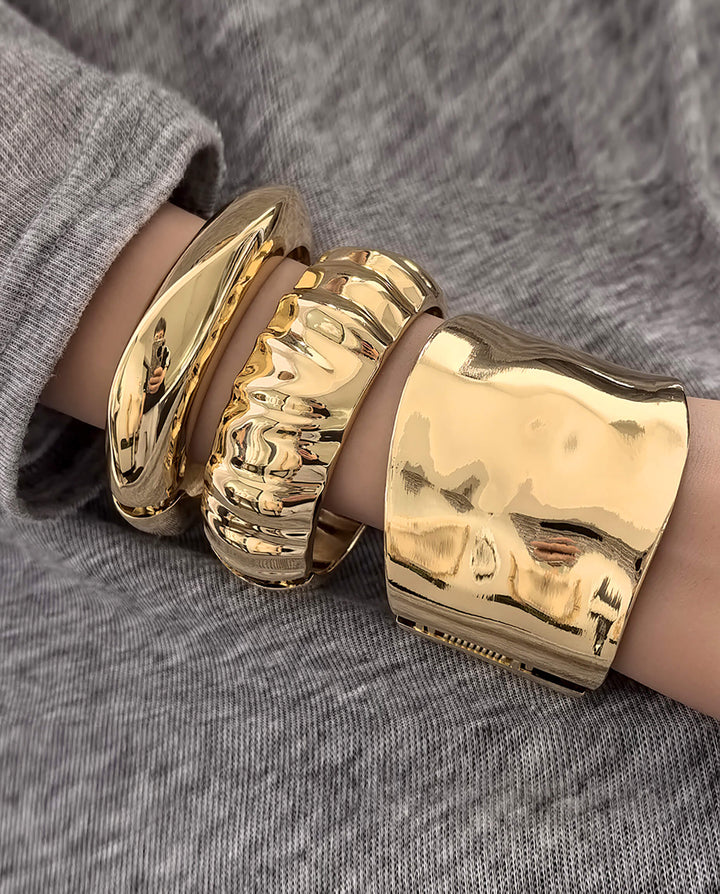 Boho Geometric Metal Exaggerated Wide Bangle Bracelet