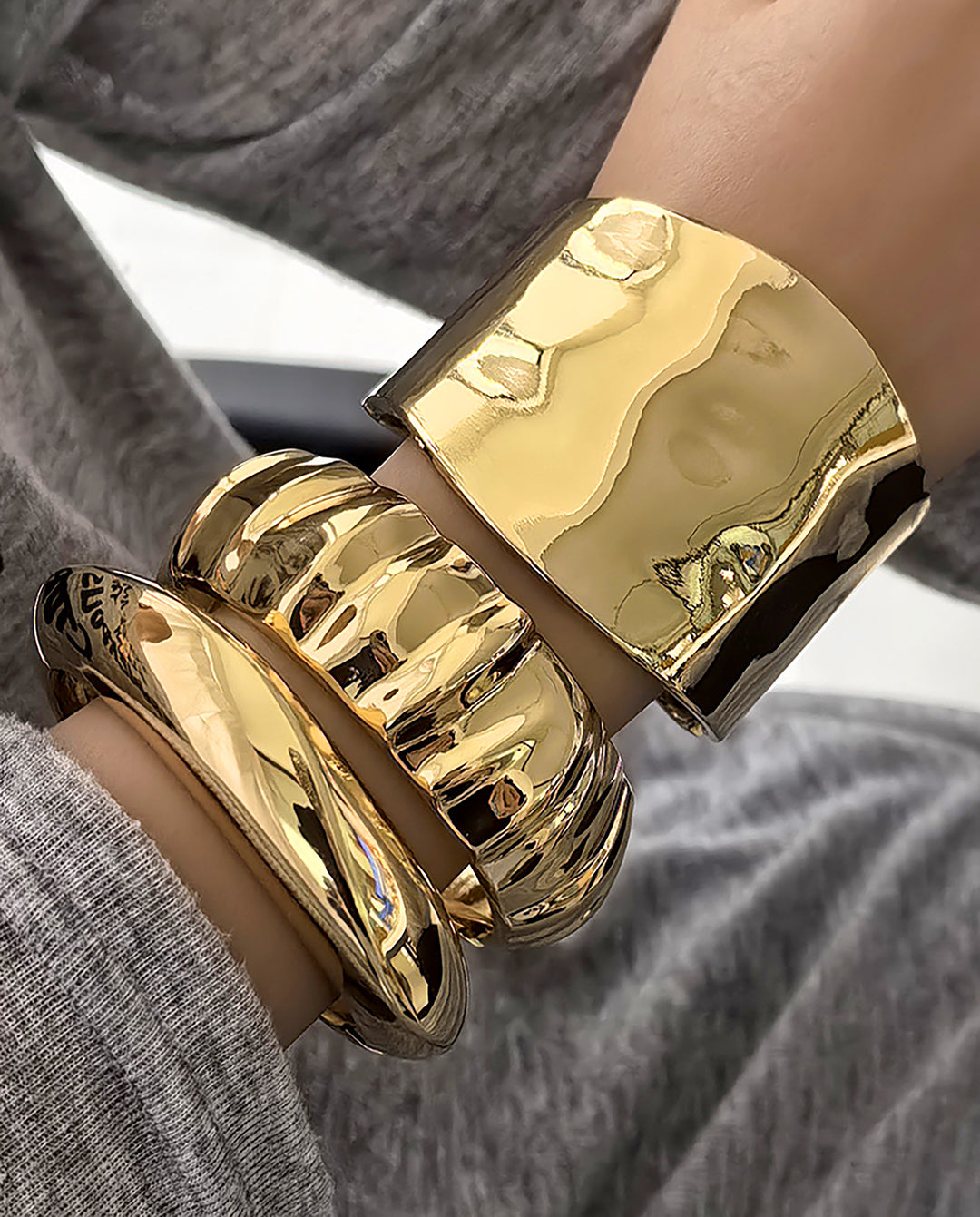Boho Geometric Metal Exaggerated Wide Bangle Bracelet