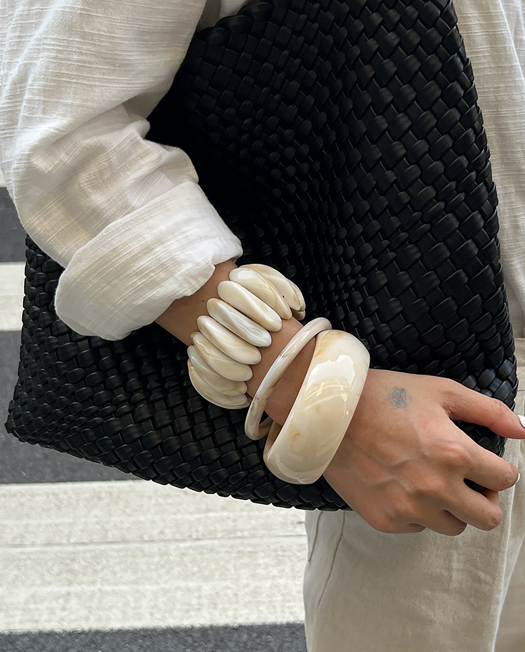 Vintage Geometric Irregular Resin Bangle Bracelet