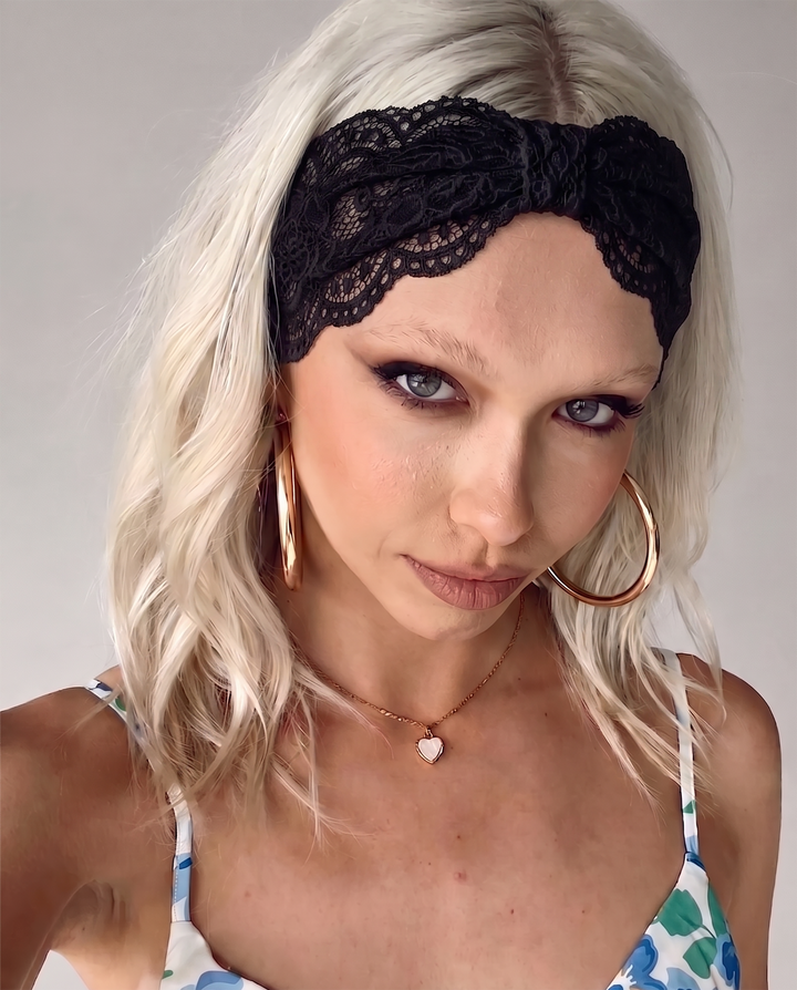 Knotted Scalloped Floral Lace Headband Set