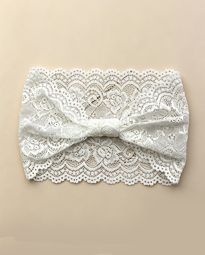 Knotted Scalloped Floral Lace Headband Set
