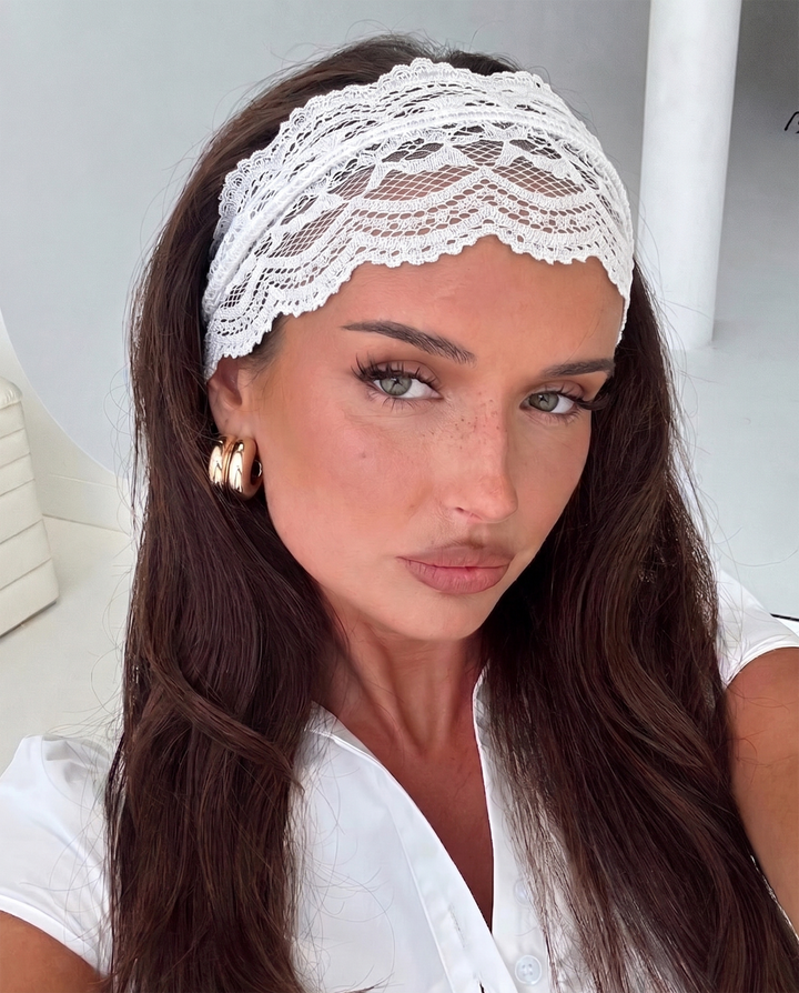 Knotted Scalloped Floral Lace Headband Set