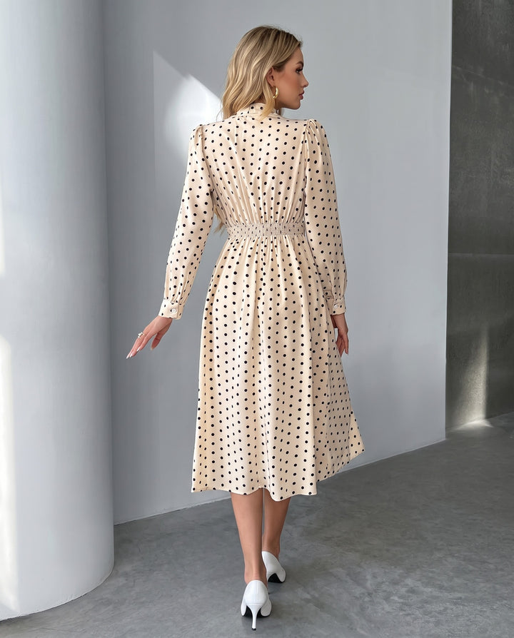 Polka Dot Bow-Tie Midi Dress