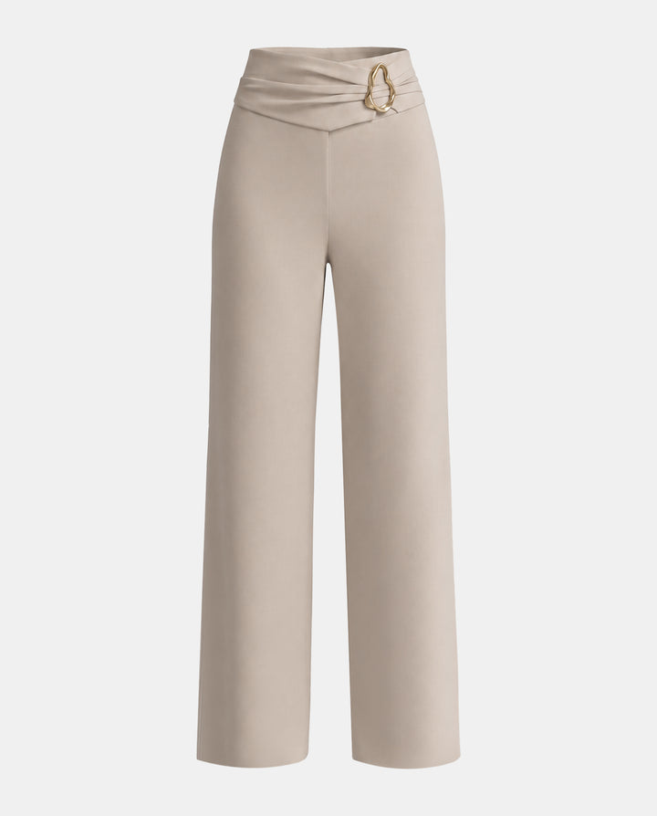 SOLACEMetal Buckle Wide Leg Pants