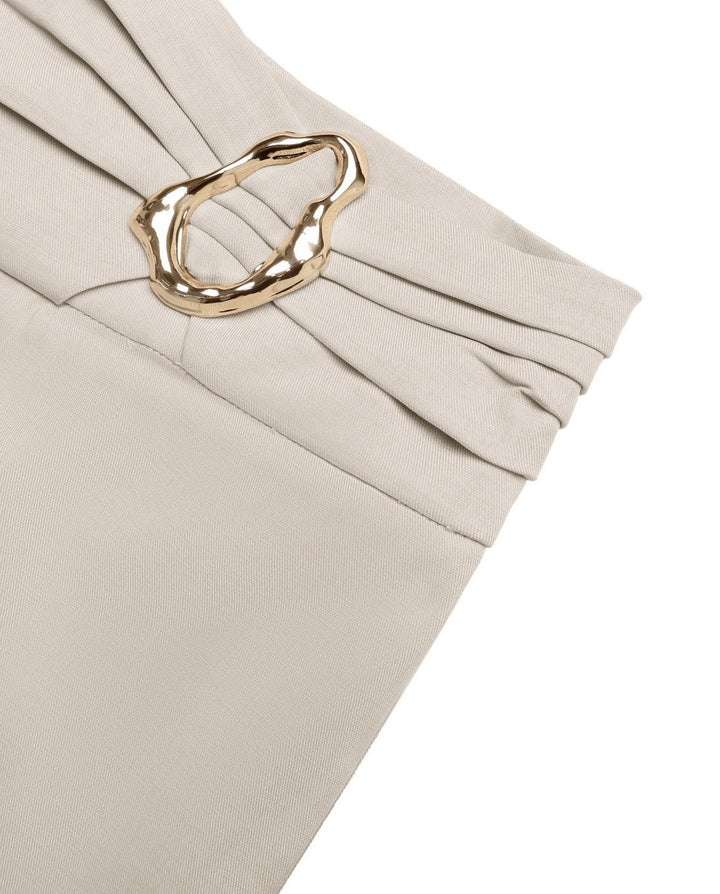 Metal Buckle Wide Leg Pants