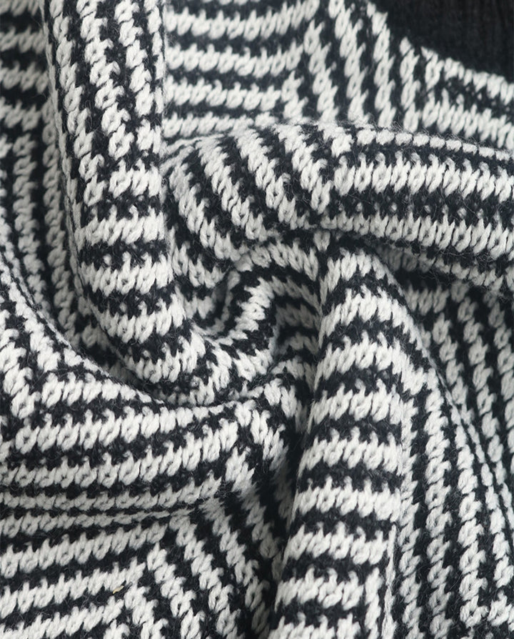 Color Block Chevron Stripe Off Shoulder Sweater