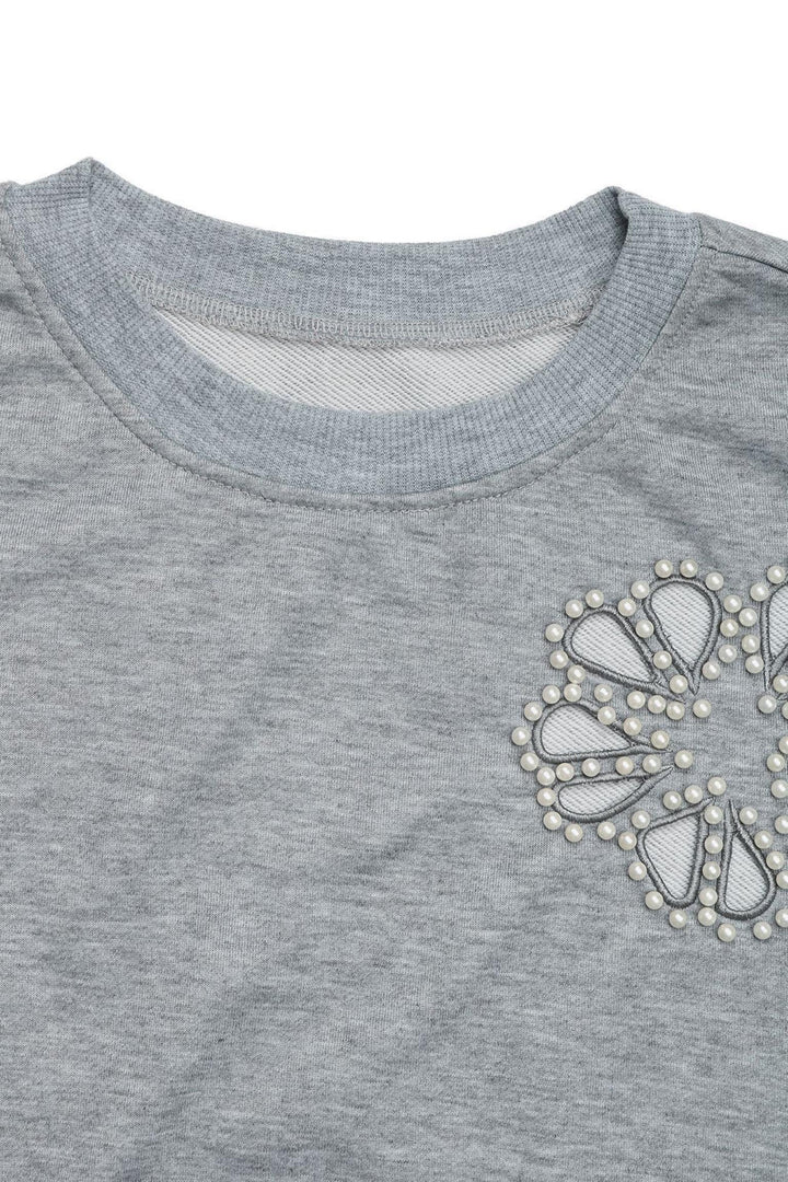 Pearl Cutout Long Sleeve Sweatshirt