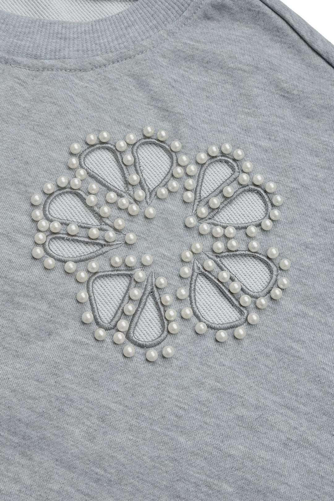Pearl Cutout Long Sleeve Sweatshirt