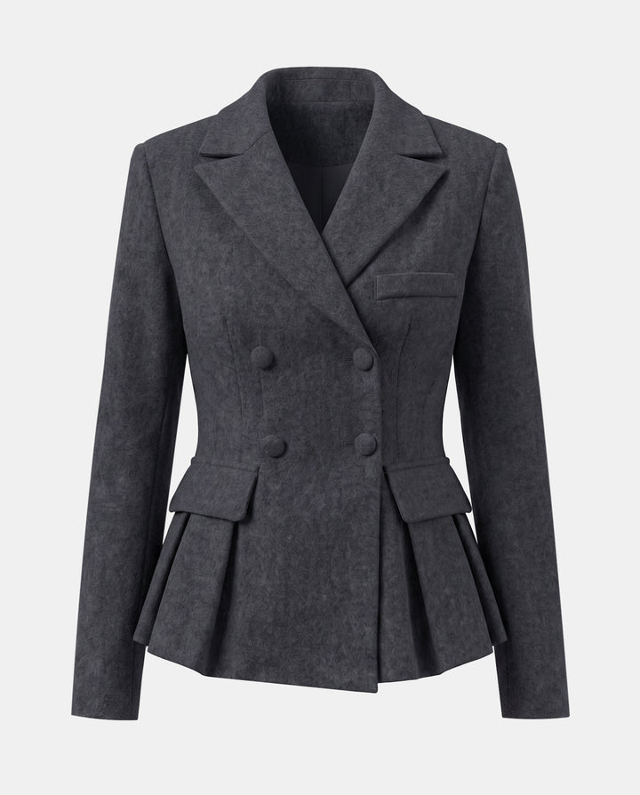 SOLACEPeplum Double Breasted Lapel Slim Waist Blazer